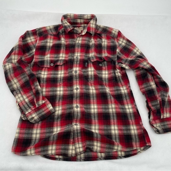 WOOLRICH Men’s Heavy duty Button Up Flannel Red/Grey size: Medium - Picture 1 of 8